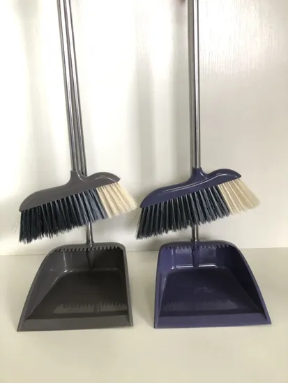 Household Cleaning Supplies Soft Fur Plastic Thick Broom Dustpan Set 