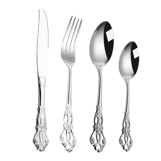Stainless Steel Antique Palacespoon Fork Knife Flatware Cutlery Set 