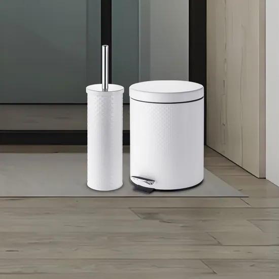5L Round Stainless Steel Bathroom Garbage Bin and Toilet Brush Set 