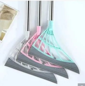 Silicone Mop Retractable Stainless Steel Handle Floor Cleaning Broom Floor Wiper Besom 