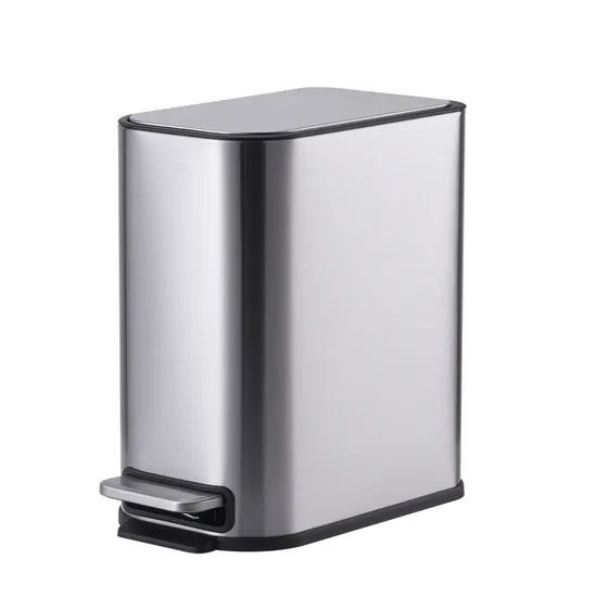 Set of Stainless Steel Toilet Brush Garbage Bin Dustbin for Bathroom Use 