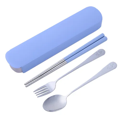Stainless Steel Children′s Student Portable Tableware Set Chopsticks Spoon Fork Cutlery Set 