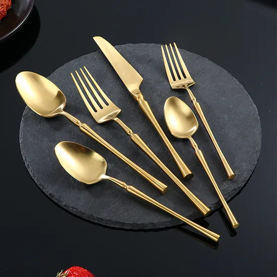 Stainless Steel Rose Gold Restaurant Spoons Fork Knife Flatware Cutlery Set 