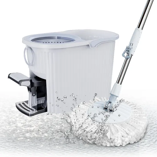 Classic Old Foot Pedal Bucket Series Mop Bucket Four Drive Mop Bucket Solid and Durable with Thickened Telescopic Pole 