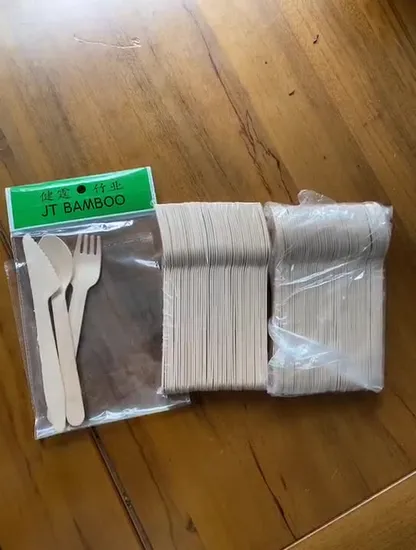 Natural Style Disposable Bamboo Cutlery Fork Spoon Knife 